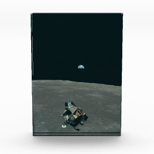Apollo Lunar Lander and Earthrise Over Moon     Photo Block