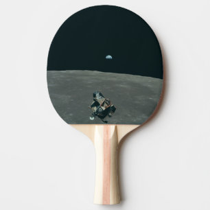 Apollo Lunar Lander and Earthrise Over Moon Ping Pong Paddle