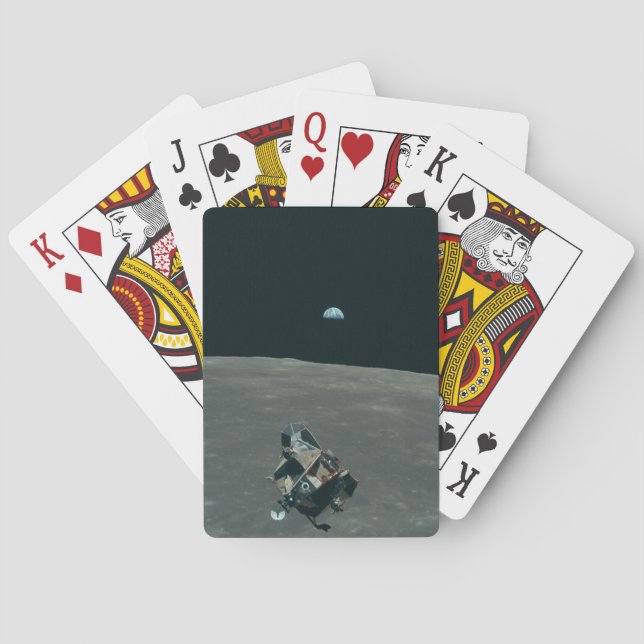 Apollo Lunar Lander and Earthrise Over Moon     Playing Cards (Back)
