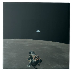 Apollo Lunar Lander and Earthrise Over Moon     Tile