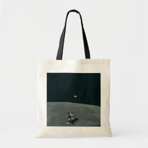 Apollo Lunar Lander and Earthrise Over Moon Tote Bag