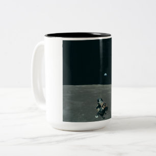 Apollo Lunar Lander and Earthrise Over Moon     Two-Tone Coffee Mug