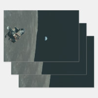 Apollo Lunar Lander and Earthrise Over Moon