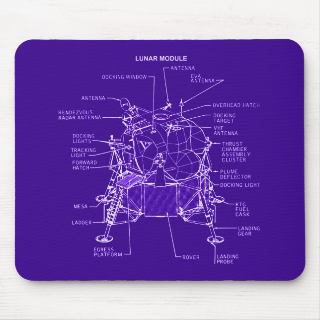 Apollo Lunar Module Blueprints Mouse Mat (Front)