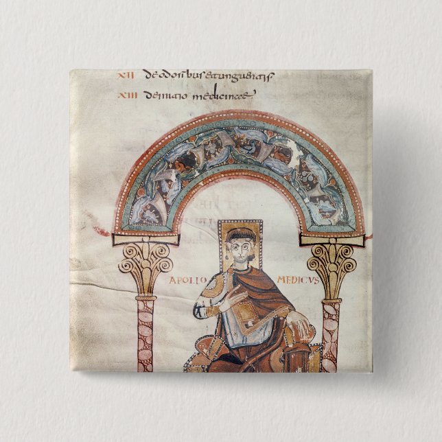 Apollo Medicus, from 'Etymologiae' 15 Cm Square Badge (Front)