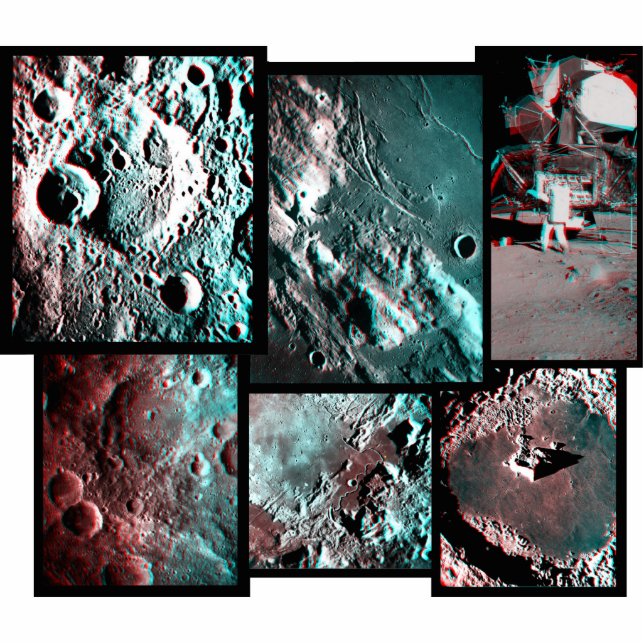Apollo Moon Surface Anaglyph Magnet/Sculpture Photo Sculpture Magnet (Front)