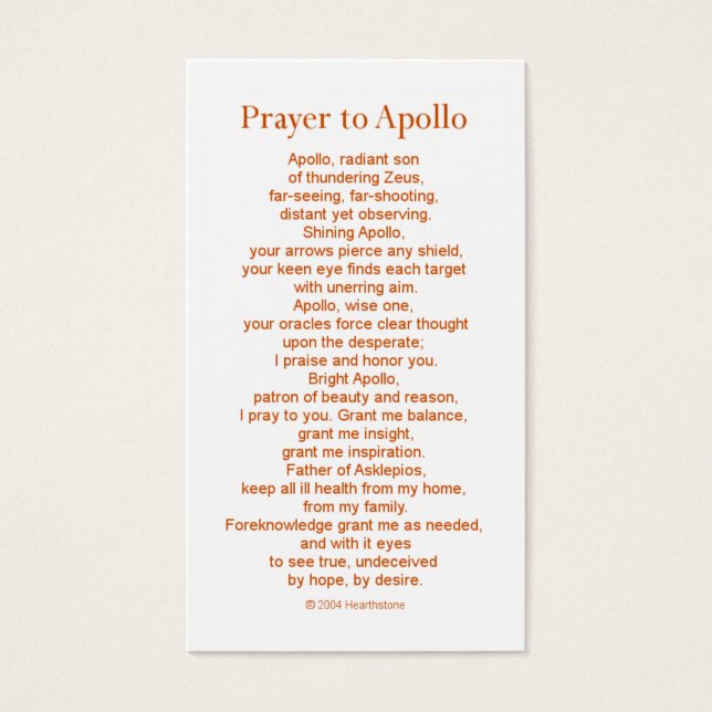 Apollo Prayer Card (Front)