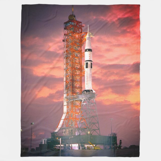 Apollo Saturn 1B Rocket Launch Fleece Blanket (Front)
