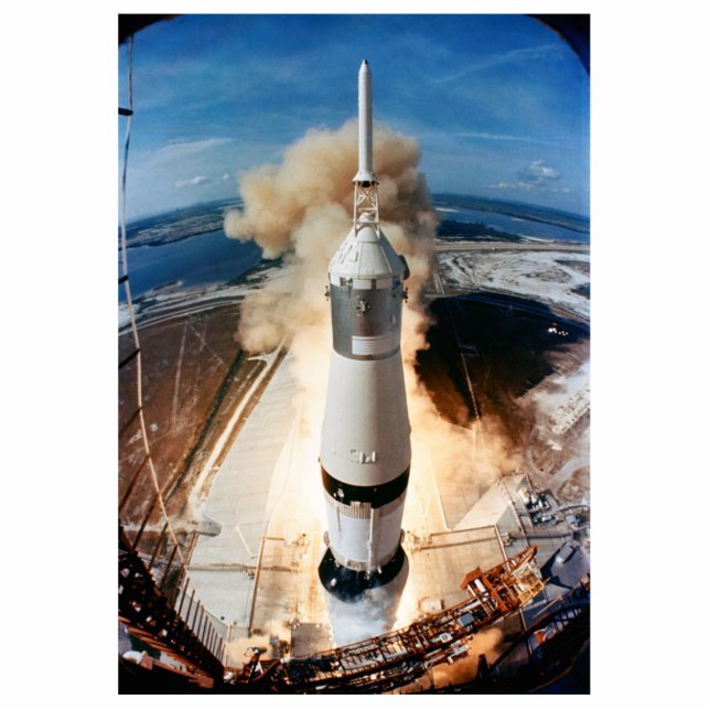 Apollo Saturn V Rocket launch to Moon 1969 Photo Sculpture Magnet (Front)
