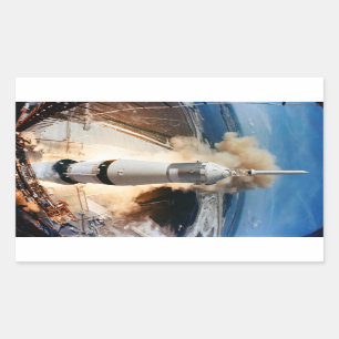 Apollo Saturn V Rocket launch to Moon 1969 Rectangular Sticker