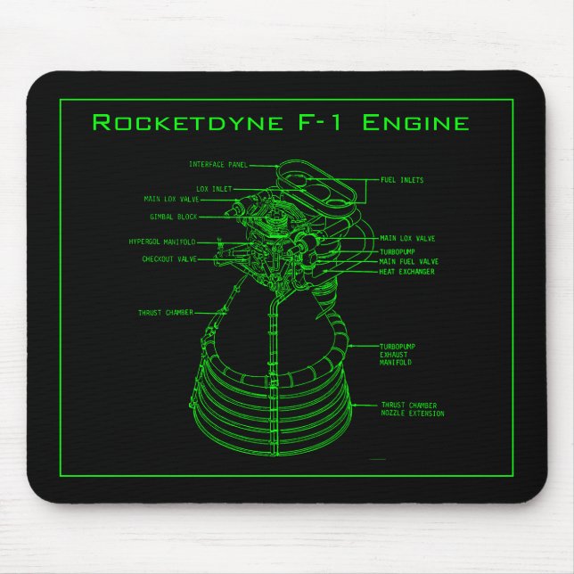 Apollo Saturn V Rocketdyne F-1 engine Mouse Pad (Front)