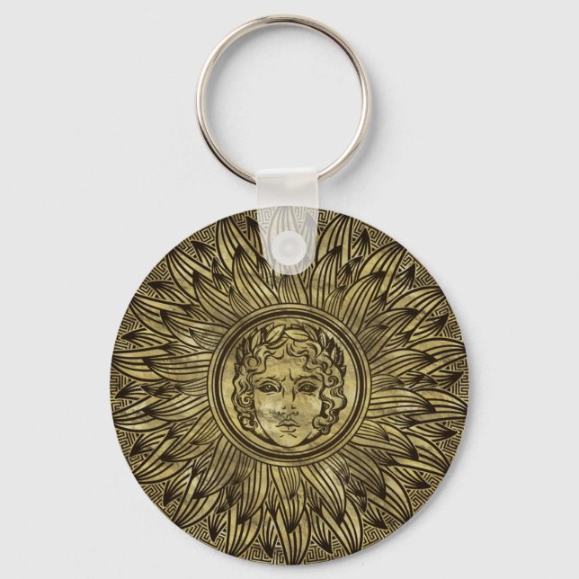 Apollo Sun God Symbol Golden Texture Key Ring (Front)