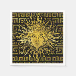 Apollo Sun Symbol on Greek Key Pattern Napkin
