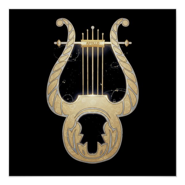 Apollo's Lyre | Greek Mythology Art Nouveau Design Poster (Front)