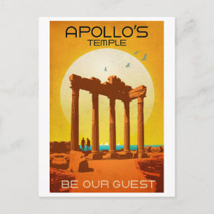 Apollo's Temple, Turkey, Mediterranean sea,vintage Postcard