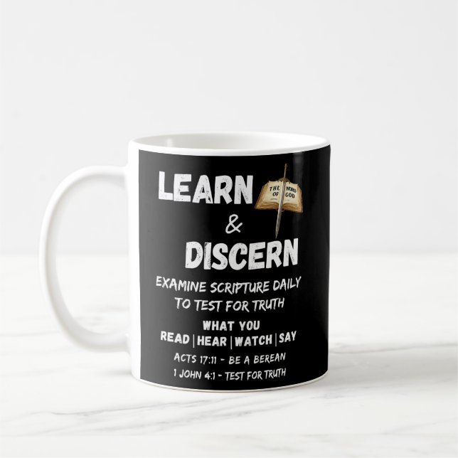 Apologetics Berean Learn & Discern Truth Scripture Coffee Mug (Left)