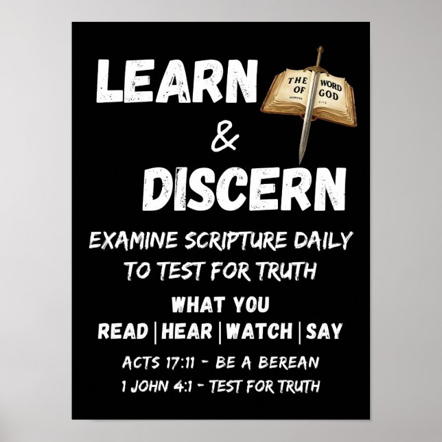 Apologetics Berean Learn & Discern Truth Scripture Poster (Front)