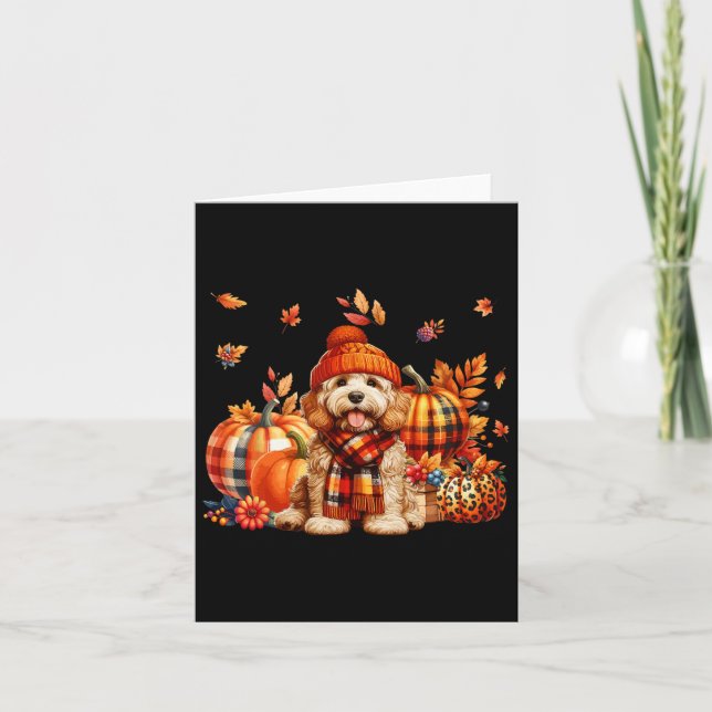Apoo Thanksgiving Leopard Pumpkins Fall Leaves Lov Card (Front)