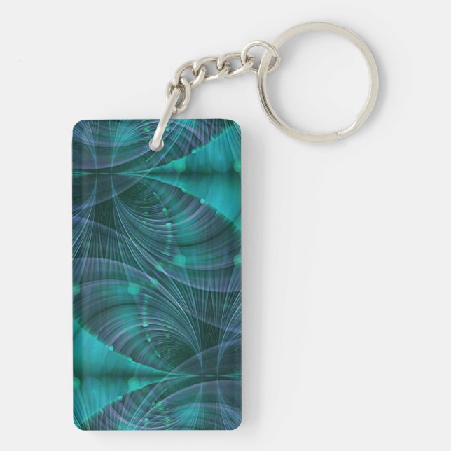 Apophysis Fractal Art I - blue Key Ring (Back)