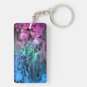 Apophysis Fractal Art II - pink green blue Key Ring