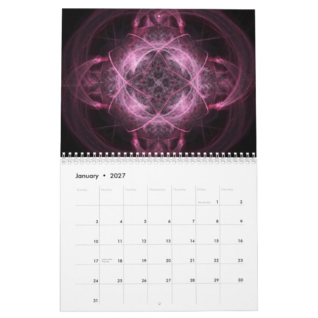 Apophysis Fractals 2012 Calendar (Jan 2027)