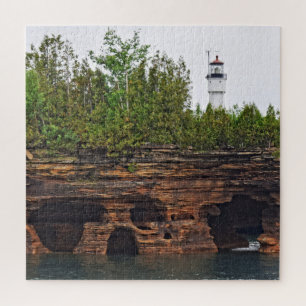 Apostle Islands - Devil's Island Lighthouse -20x20 Jigsaw Puzzle