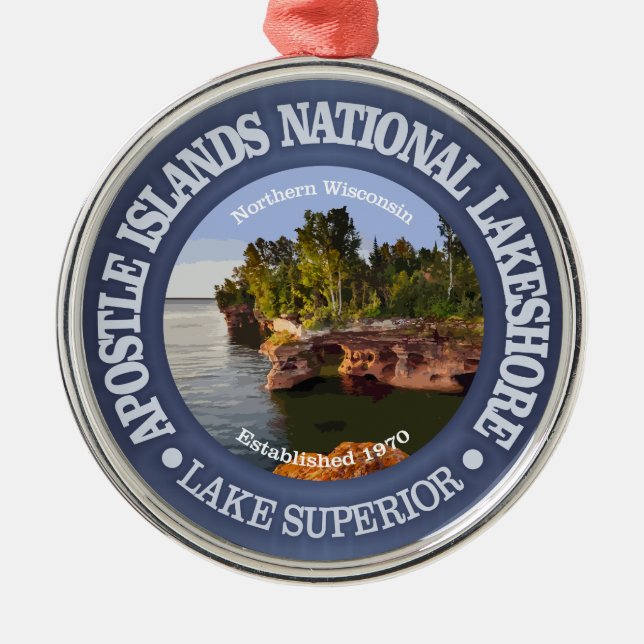 Apostle Islands National Lakeshore Metal Tree Decoration (Front)