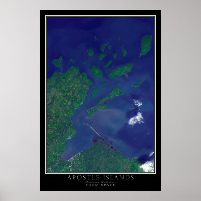 Apostle Islands National Lakeshore Satellite Map Poster (Front)