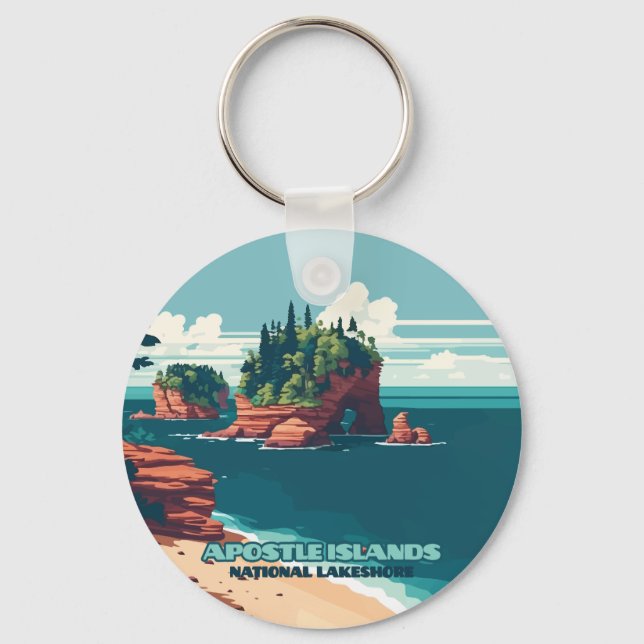 Apostle Islands National Lakeshore Wisconsin Retro Key Ring (Front)