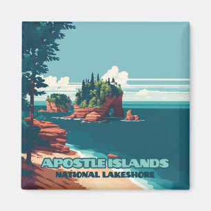 Apostle Islands National Lakeshore Wisconsin Retro Magnet
