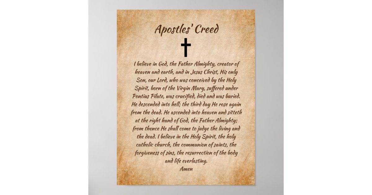 Apostles Creed Catholic Prayer Christian Poster Zazzle