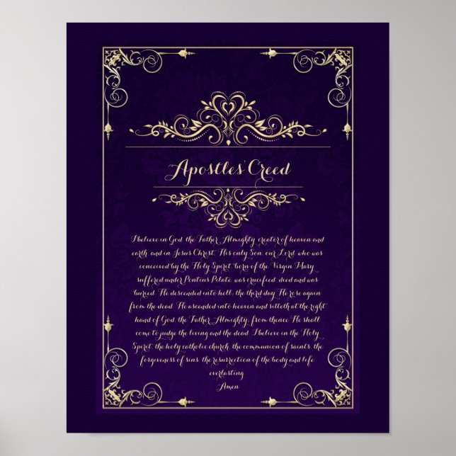 Apostles' Creed Catholic Prayer Poster (Front)