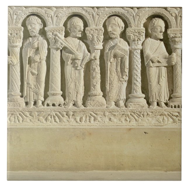 Apostles under Arcades, carved relief, c.1150 (sto Tile (Front)