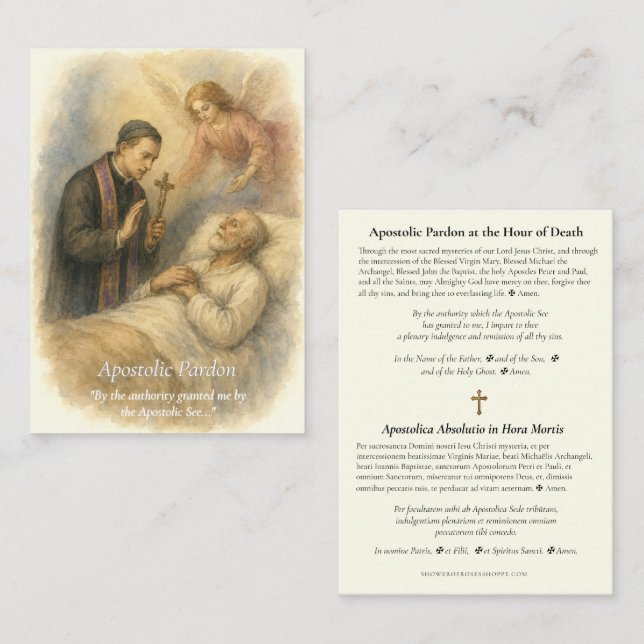 Apostolic Pardon Long Form Latin Prayer  Card (Front/Back)