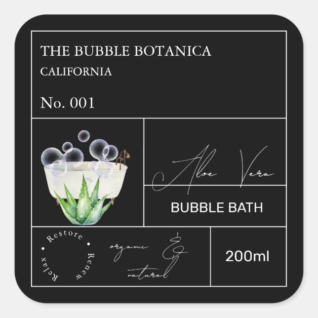 Apothecary Aloe Vera Bubble Bath Label (Front)