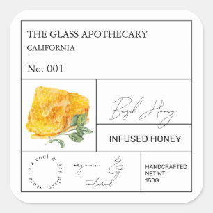 Apothecary Basil Infused Honey Label