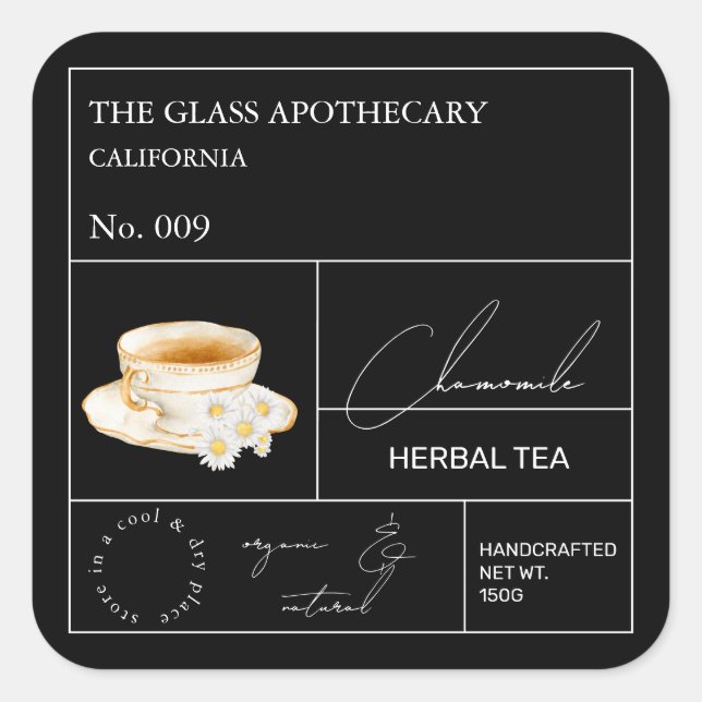 Apothecary Chamomile Herbal Tea Label (Front)
