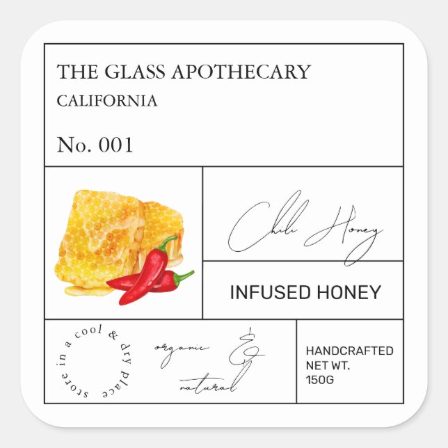 Apothecary Chilli Infused Honey Label (Front)