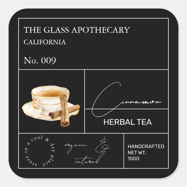 Apothecary Cinnamon Herbal Tea  Label (Front)