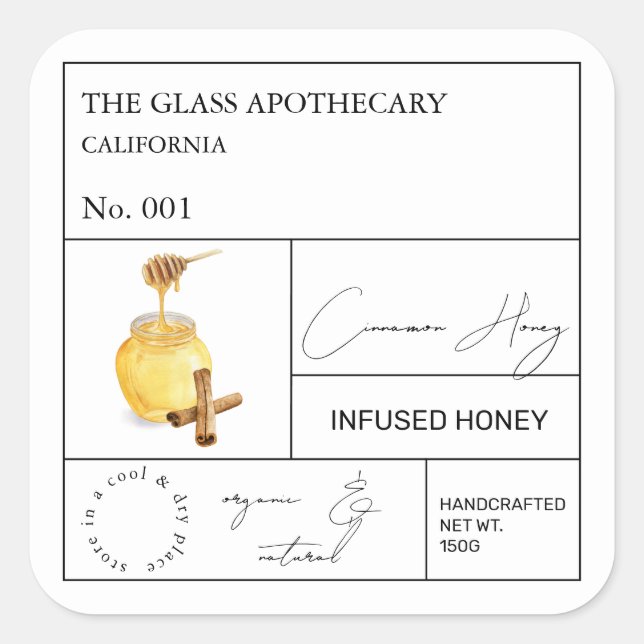 Apothecary Cinnamon Infused Honey Label (Front)