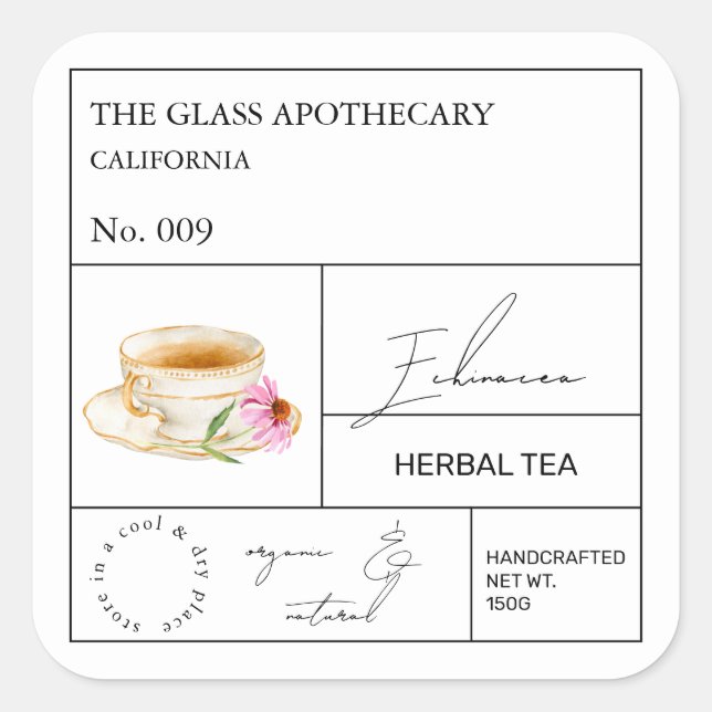 Apothecary Echinacea Herbal Tea Label (Front)