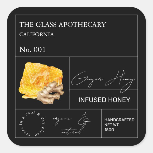 Apothecary Ginger Root Infused Honey Label (Front)
