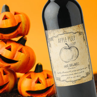 Apothecary Halloween Vintage Apple Cider Beer  Bottle Label