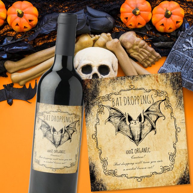 Apothecary halloween vintage Bat droppings Wine Label (Creator Uploaded)