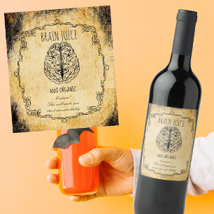 Apothecary halloween vintage brain juice wine label