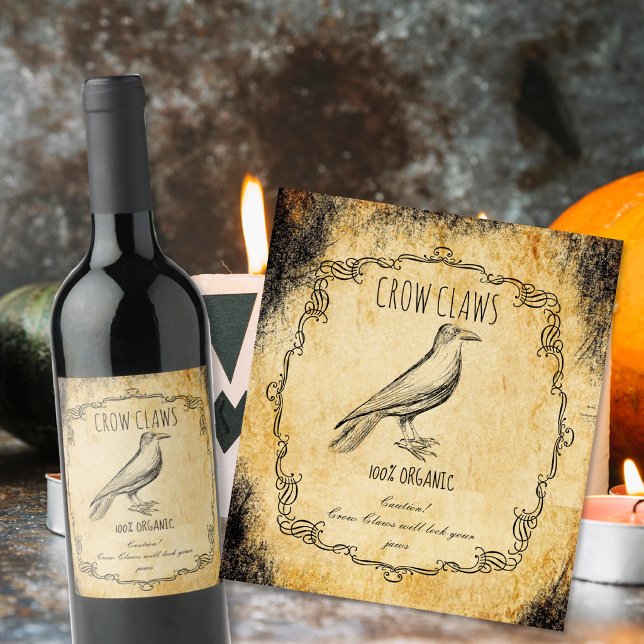 Apothecary halloween vintage Crow claws Wine Label (Creator Uploaded)