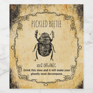 Apothecary halloween vintage picked beetle wine label