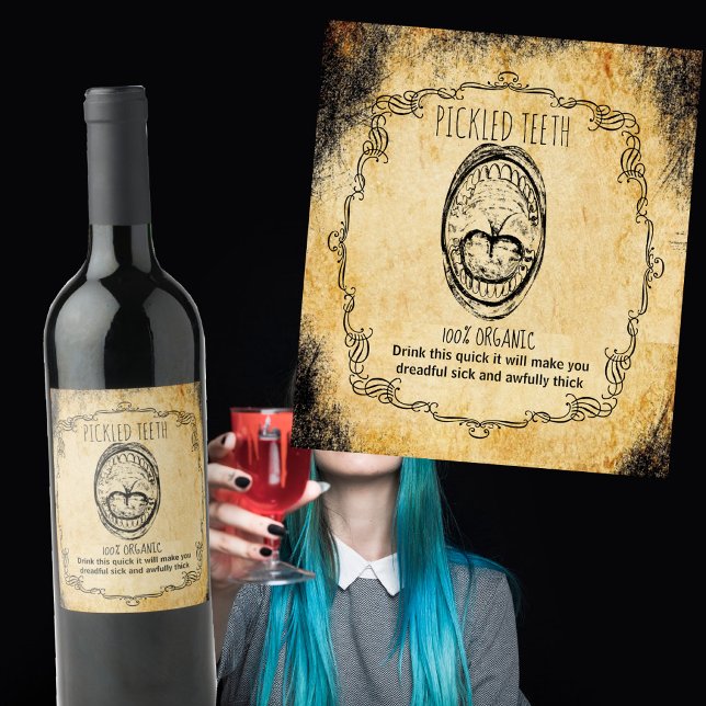 Apothecary halloween vintage picked teeth wine label (Creator Uploaded)
