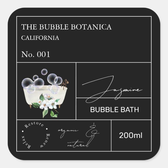 Apothecary Jasmine Bubble Bath Label (Front)
