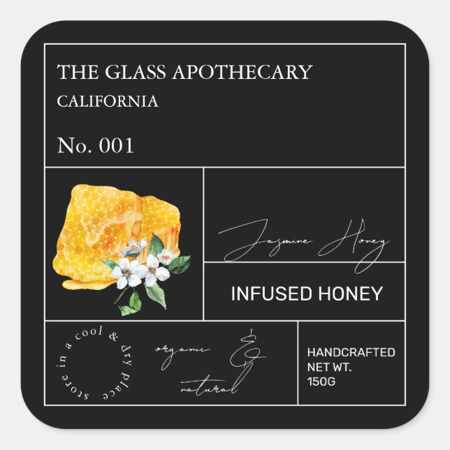 Apothecary Jasmine Infused Honey Label (Front)